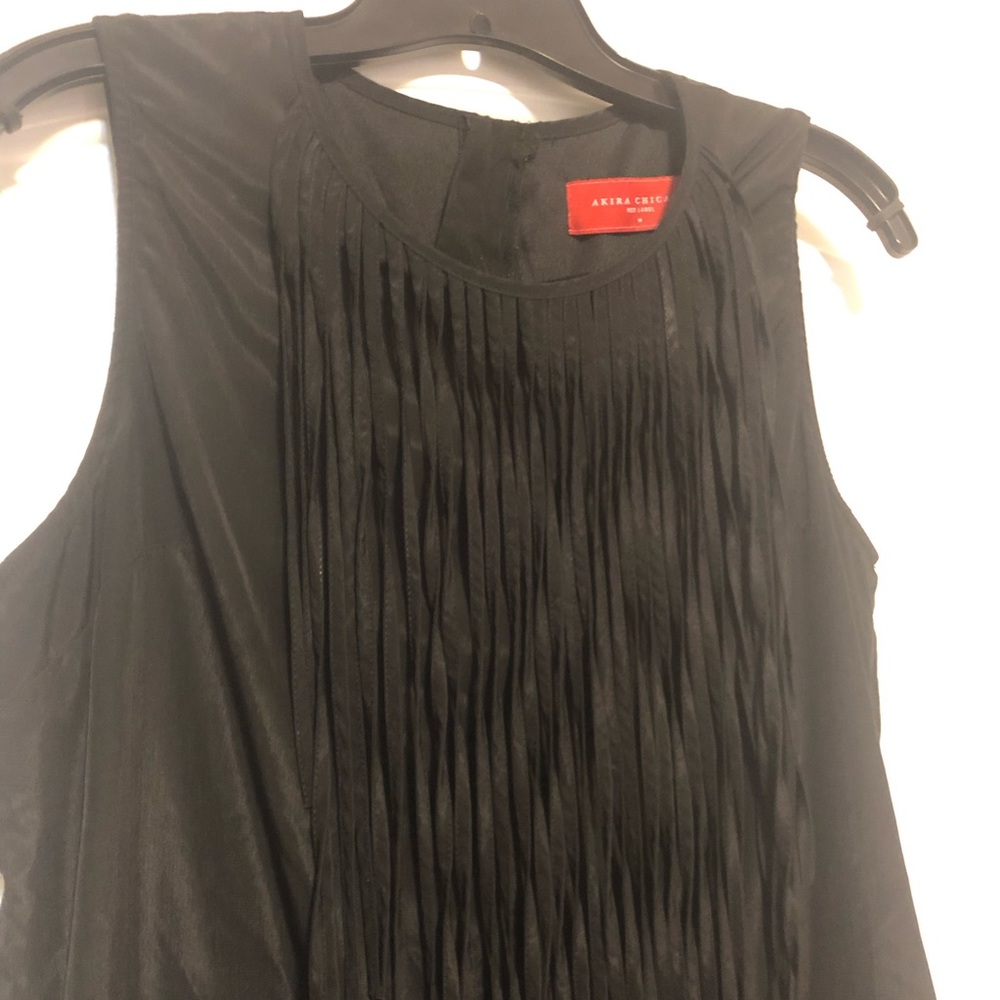 Akira Black Shift Mini Dress with Fringes